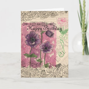 Grattis på födelsedagen Victorian Flower Collage A Kort