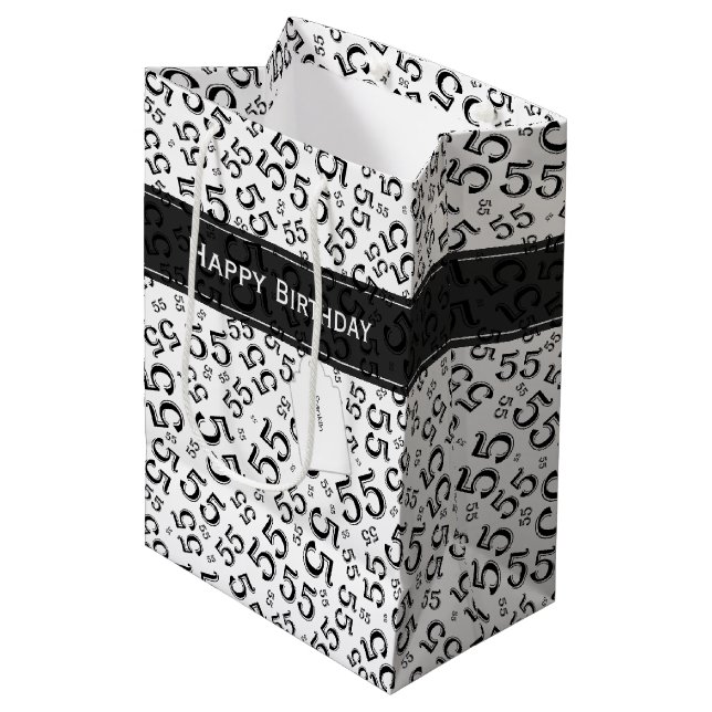 Grattis på födelsedagen vid 55 års ålder, svart/vi (Framsidan Vinklad)