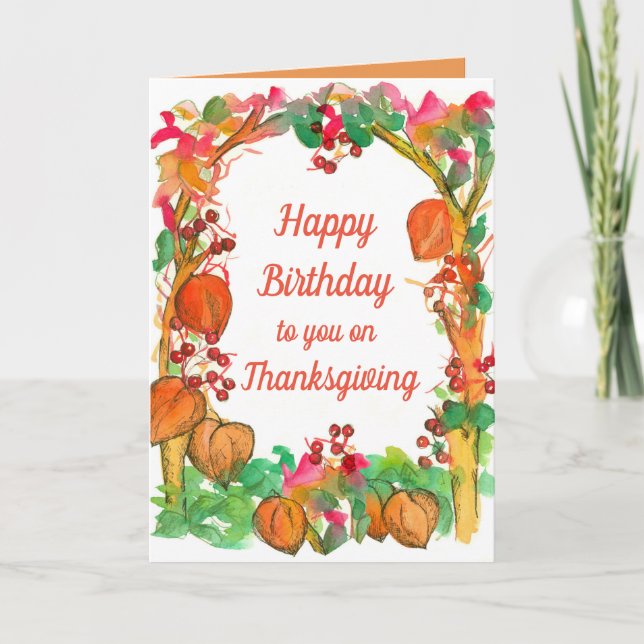 Grattis på födelsedagen vid Thanksgivingen Höst lö Kort (Framsida)