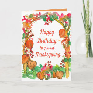 Grattis på födelsedagen vid Thanksgivingen Höst lö Kort