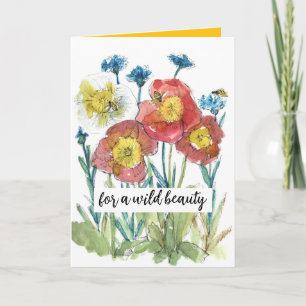 Grattis på födelsedagen Vild Beauty Honeybees Popp Kort