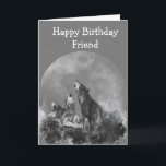 grattis på födelsedagen Vild & Crazy Friend Waterc Kort<br><div class="desc">Roligt Grattis på födelsedagen Friend för Vilden & Crazy,  en med vattenfärgade vargar som hakar vid fullt måne</div>