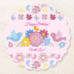 Grattis på födelsedagen Vild Flowers Garden Birds  Underlägg Papper<br><div class="desc">Grattis på födelsedagen - Vackra Vild Flowers and Flowers Garden Hand plockade Blommönster med söta fåglar och fjärilar, Dekoration, Boho-chic stil. Blommigt Dekorativ dekorativ dekorativ dekorativ dekoration. Elegant, blommar, fjäril och Vår blommor, fågelflyg, gult, guld, persikor, rosa färg Blue vintage bakgrundskonst. Fintvätt och bra design med textmall, för hem och...</div>
