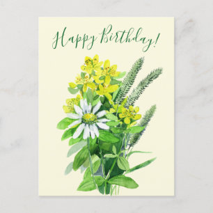 Grattis på födelsedagen, vildblommor vykort