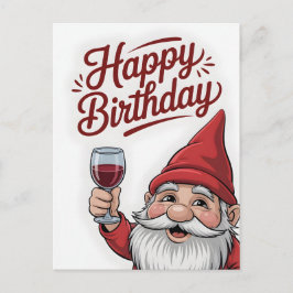 "Grattis på födelsedagen" Vin-Toastande Tomte Vykort