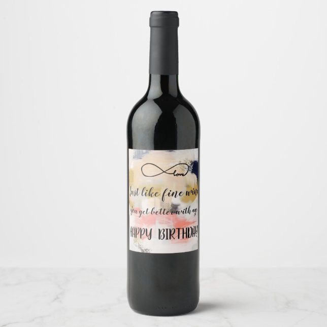 Grattis på födelsedagen vinflaska etikett (Framsida)