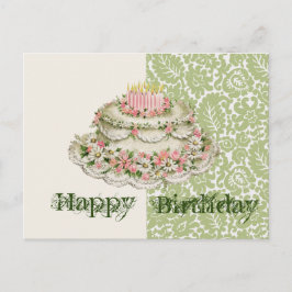 Grattis på födelsedagen Vintage Cake Postcard Vykort