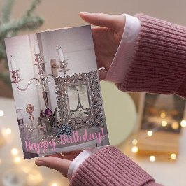 Grattis på födelsedagen! Vintage Eiffel Torn Photo Hälsningskort