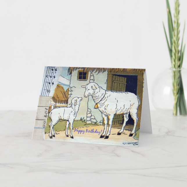 Grattis på födelsedagen Vintage fårkollage Kort (Framsida)