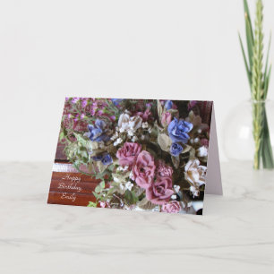 Grattis på födelsedagen, Vintage Flowers, Personli Kort