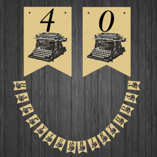 Grattis på födelsedagen Vintage Manuel Typewriter  Vimplar