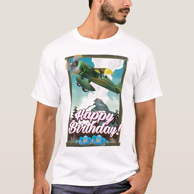 Grattis på födelsedagen vintageflygplan! tee shirt (Framsida)