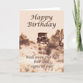 Grattis på födelsedagen vintagekort, över backen, kort
