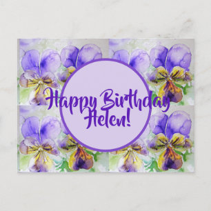 Grattis på födelsedagen Viola blomster damer Namn Vykort
