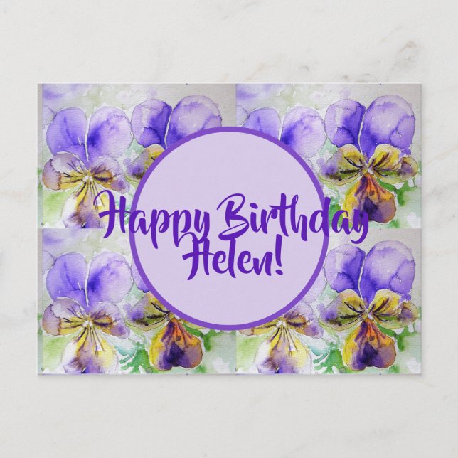 Grattis på födelsedagen Viola blomster damer Namn  Vykort (Framsida)