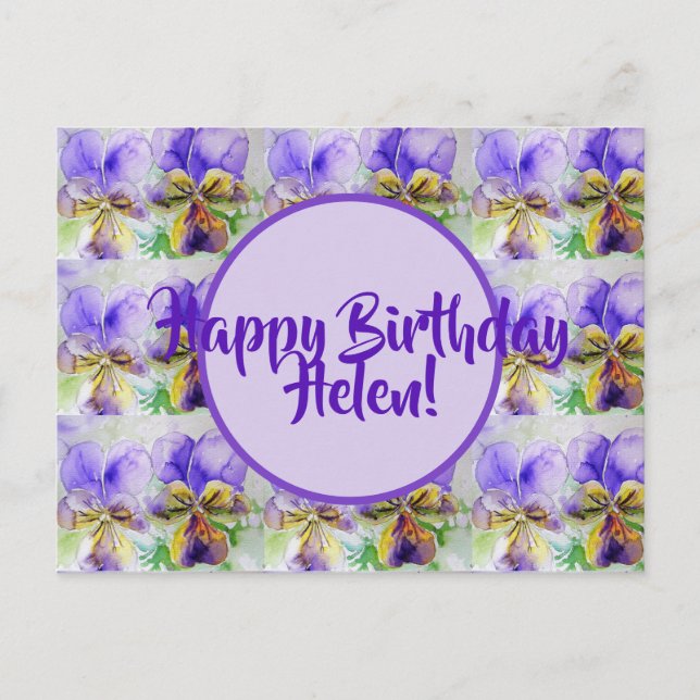 Grattis på födelsedagen Viola blomster damer Namn  Vykort (Framsida)