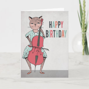 Grattis på födelsedagen - violoncell som leker kort