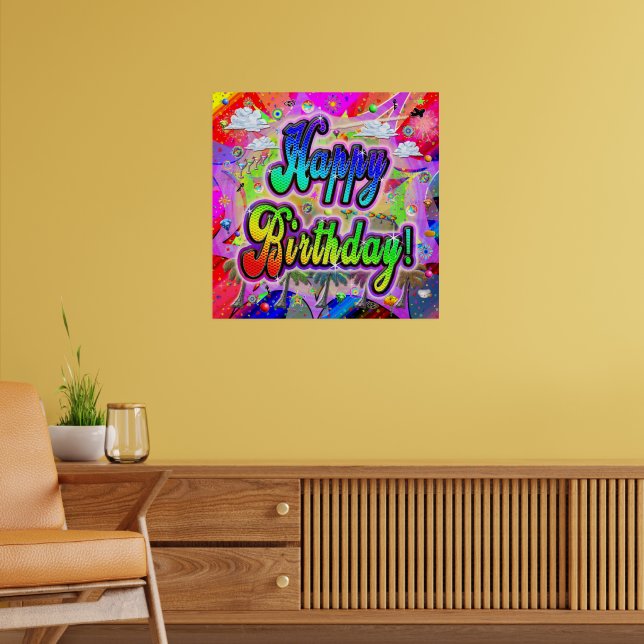 Grattis på födelsedagen Vista-affisch Poster (Vardagsrum 2)