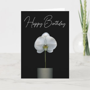Grattis på födelsedagen Vit orkidéblomma Kort