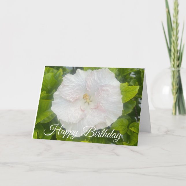 Grattis på födelsedagen Vita Blomma Kort (Framsida)