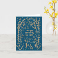 Grattis på födelsedagen Vitaktig Blommigt Sketch D