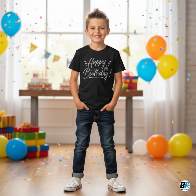 Grattis på födelsedagen - Vittextdesign T Shirt (Skapare uppladdad)
