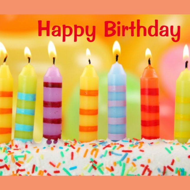 Grattis på födelsedagen vykort ("Happy Birthday Colorful Candles postcard")