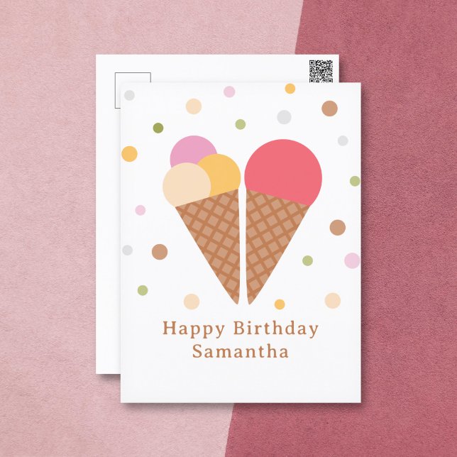 Grattis på födelsedagen vykort med glass (Ice Cream Happy Birthday Postcard)