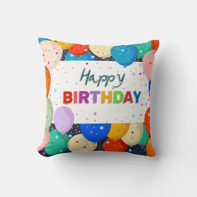 Grattis på födelsedagen w/ballonger kudde (Framsida)