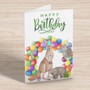 Grattis på födelsedagen Watercolor Australian Anim Kort