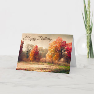 Grattis på födelsedagen Watercolor Autumn Forest L Kort