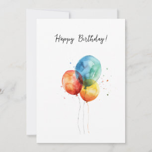 Grattis på födelsedagen Watercolor Ballons Julkort