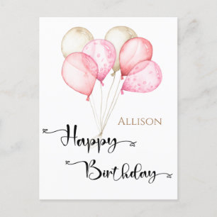 Grattis på födelsedagen Watercolor Ballons Vykort