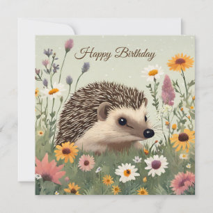 Grattis på födelsedagen Watercolor Hedgehog och Fl Kort