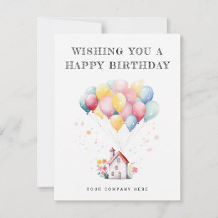 Grattis på födelsedagen Watercolor House Balloons Vykort