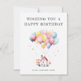 Grattis på födelsedagen Watercolor House Balloons Vykort