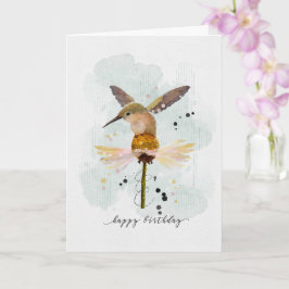 Grattis på födelsedagen Watercolor Hummingbird Kort