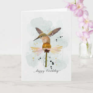 Grattis på födelsedagen Watercolor Hummingbird Kort