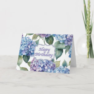 Grattis på födelsedagen Watercolor Hydrangea Flowe Kort