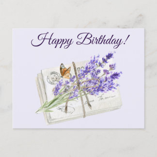Grattis på födelsedagen Watercolor Lila Lavender F Helg Vykort