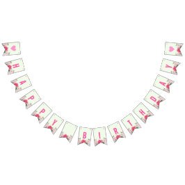 Grattis på födelsedagen Watercolor Rosa ros Vimplar