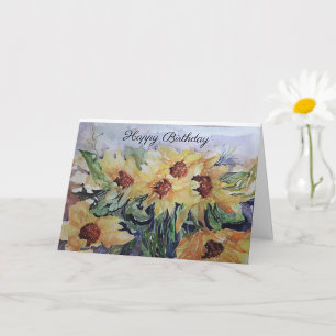 Grattis på födelsedagen Watercolor Sunblommor Kort