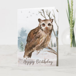 Grattis på födelsedagen Watercolor Uggla Kort