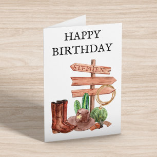 Grattis på födelsedagen Westerna CowboyBoots Kort
