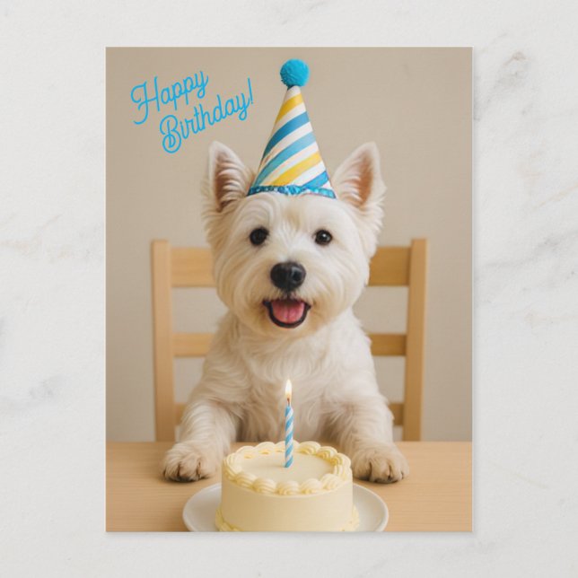 Grattis på födelsedagen Westie Birthday Card Vykort (Framsida)
