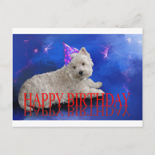 Grattis på födelsedagen Westie Vykort