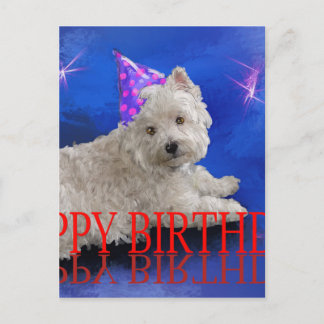 Grattis på födelsedagen Westie Vykort
