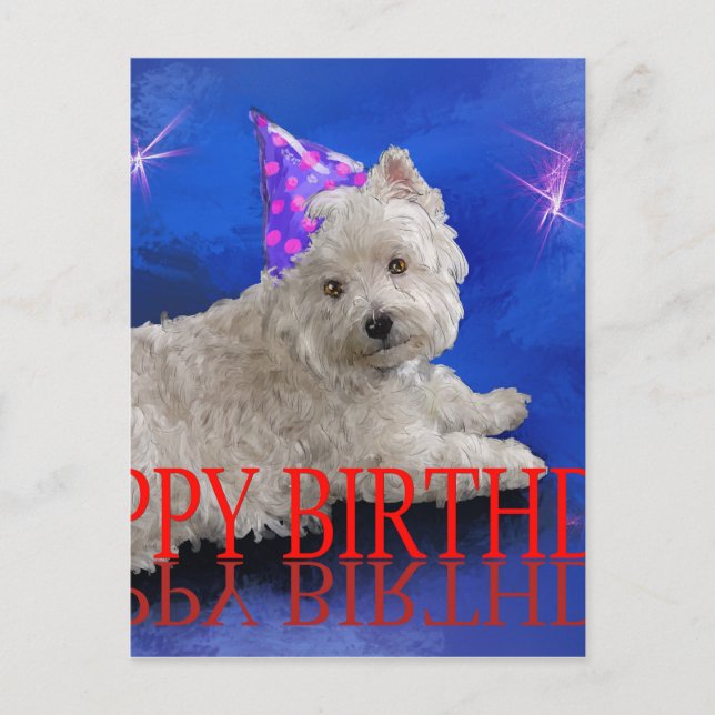 Grattis på födelsedagen Westie Vykort (Framsida)