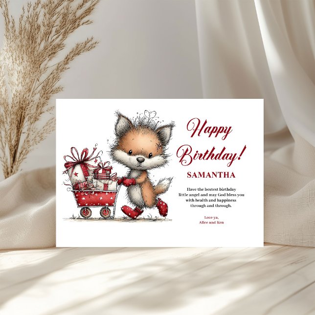 Grattis på födelsedagen Whimsical Animals Personli (Happy Birthday Whimsical Animals Personalized kids greeting card)
