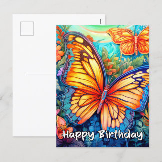 Grattis på födelsedagen Whimsical Butterfly Design Helg Vykort